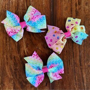 Jojo Siwa Girls Colorful Rainbow Unicorn Hair Bows Set of 3